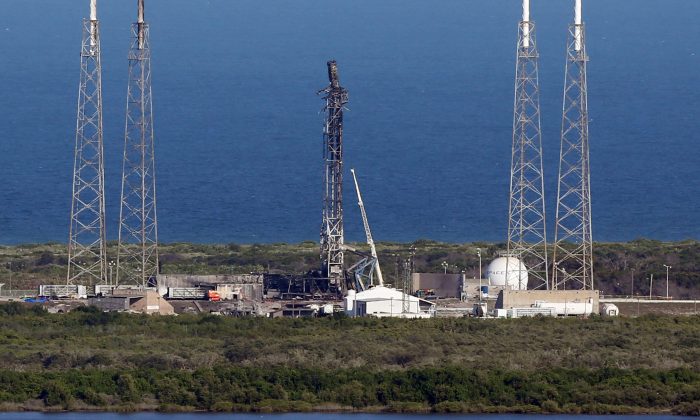 The damaged SpaceX launch complex 41 at Cape Canaveral Air Force Station in Florida on Sept. 8, 2016. (Red Huber/Florida Today via AP)