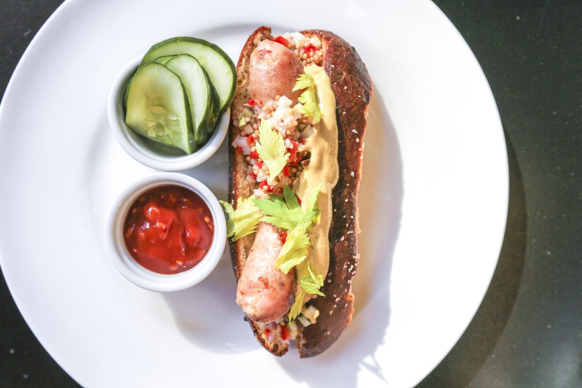 Austrian-style hot dog. (Courtesy of Edi and The Wolf)
