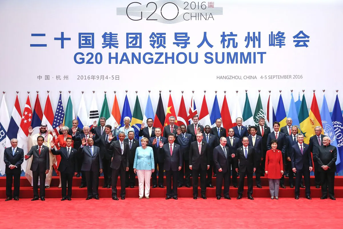 Leaders pose for a group photo during the G20 Summit in Hangzhou, China, on on Sept. 4, 2016. (Lintao Zhang/Getty Images)