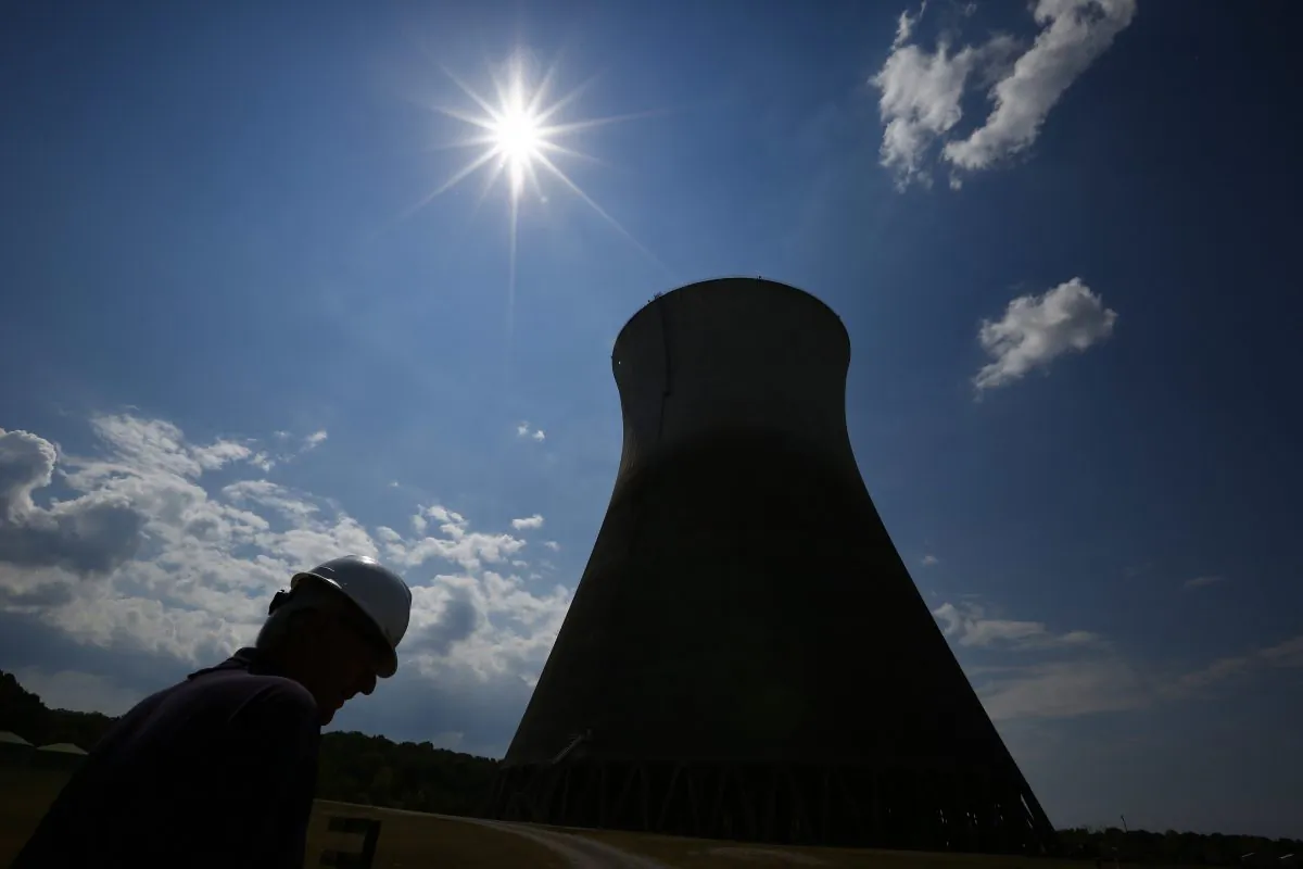 In this Wednesday, Sept. 7, 2016 photo, sit manager, Jim Chardos, lowers his head as he talks about Tennessee Valley Authority selling the unfinished Bellefonte Nuclear Plant, in Hollywood, Ala. After spending more than 40 years and $5 billion on an unfinished nuclear power plant in northeastern Alabama, the nation's largest federal utility is preparing to sell the property at a fraction of its cost.
(AP Photo/Brynn Anderson)