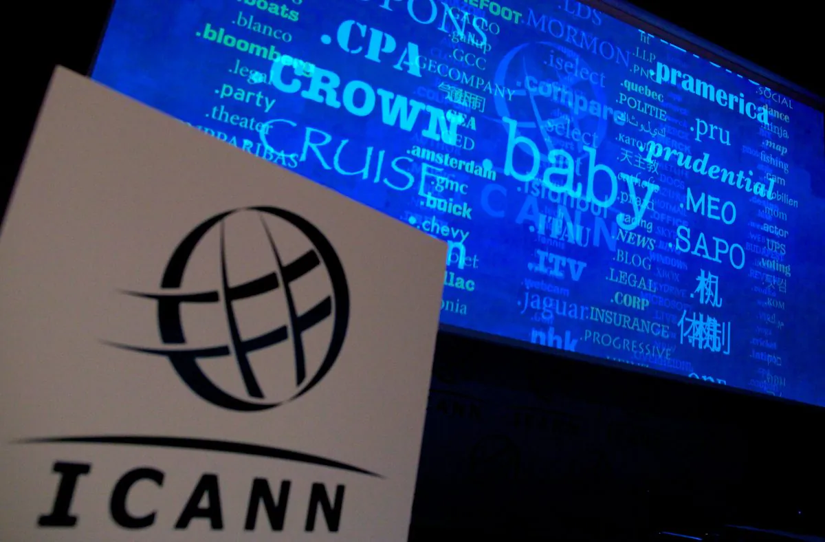 A screen shows a rolling feed of new generic top-level domain names (gTLDs) that have been applied for during a press conference hosted by ICANN in central London, on June 13, 2012. The U.S. intention to relinquish control of ICANN opens the door for China to gain greater control over the internet. (Andrew Cowie/AFP/GettyImages)