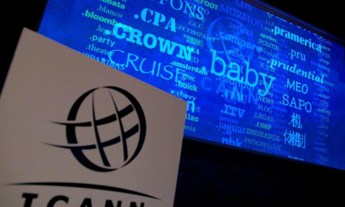 A screen shows a rolling feed of new generic top-level domain names (gTLDs) that have been applied for during a press conference hosted by ICANN in central London, on June 13, 2012. The U.S. intention to relinquish control of ICANN opens the door for China to gain greater control over the internet. (Andrew Cowie/AFP/GettyImages)