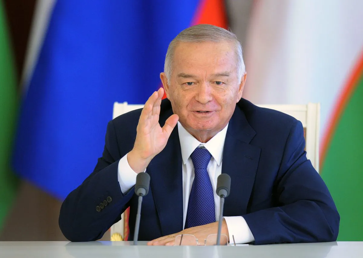 Uzbekistan's President Islam Karimov speaks with journalists in the Kremlin in Moscow on April 15, 2013, after his meeting with Russia's President Vladimir Putin. (Alexander Nemenov/AFP/Getty Images)