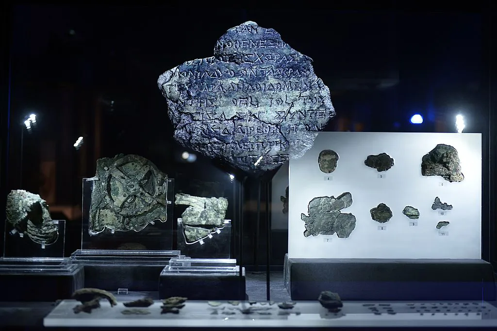 Artifacts found at the so-called Antikythera shipwreck off a remote Greek island in 1900, as displayed at the Archaeological Museum in Athens on Sept. 14, 2014. The remains of a young man who was on the ship 2,000 years ago were found on Aug. 31, 2016. (Louisa Gouliamaki/AFP/Getty Images)