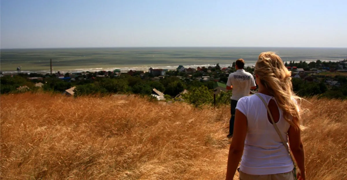 On a bluff overlooking the Sea of Azov outside of Mariupol. (Nolan Peterson/The Daily Signal)