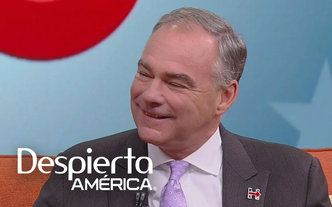 Democratic Vice Presidential candidate Tim Kaine appears on Univision's "Despierta America" on Sept. 26. Kaine speaks fluent Spanish, but will it make a difference to Hispanic voters? (Courtesy Univision)