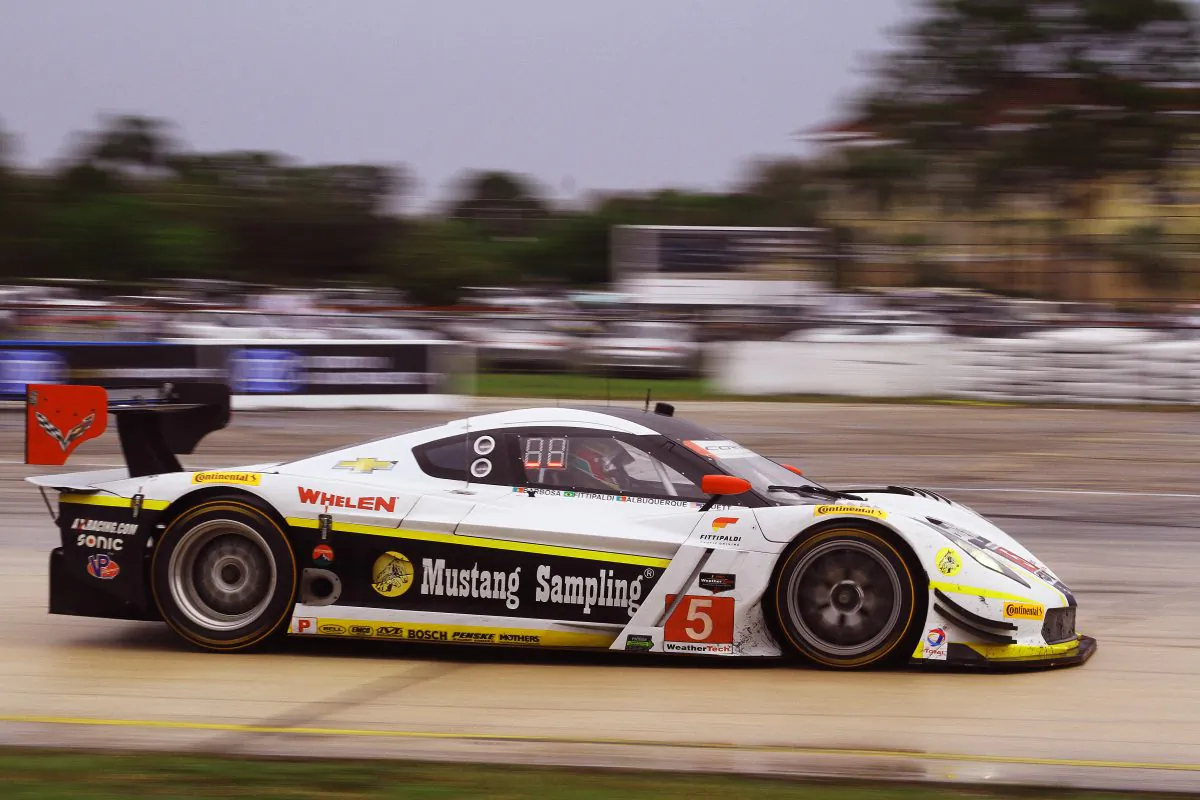 Christian Fittipaldi, Filipe Albuquerque, and Joao Barbosa in the #5 Action Express Coyote-Corvette won the IMSA championship in 2014 and 2015. (Chris Jasurek/Epoch Times)