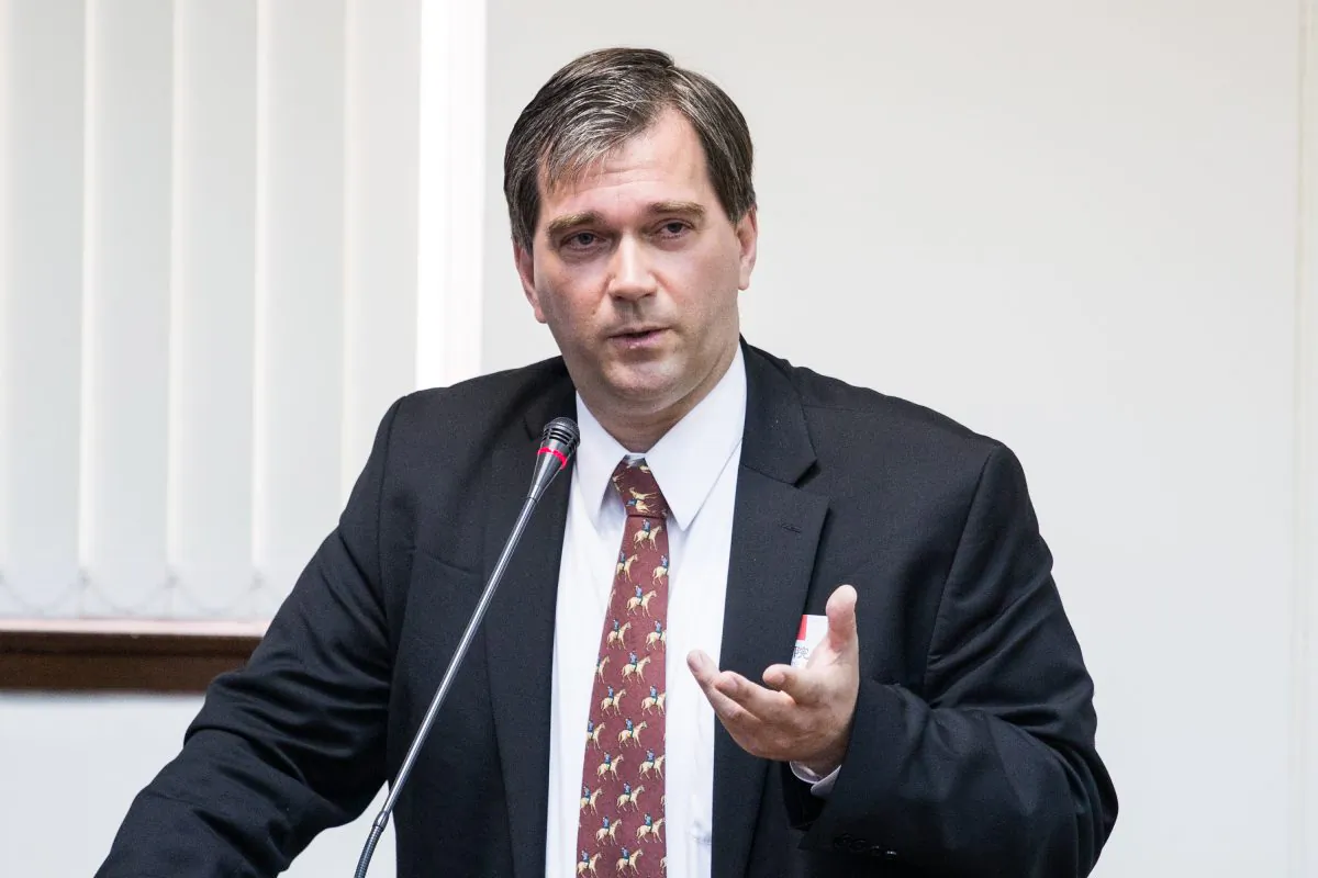 Torsten Trey, the executive director of Doctors Against Forced Organ Harvesting, speaks at an event in Taipei, Taiwan, on Feb. 27, 2013. (Chen Pochou/Epoch Times)