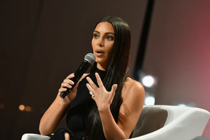 Kim Kardashian-West speaks at The Girls' Lounge dinner, giving visibility to women at Advertising Week 2016, at Pier 60 in New York City on Sept. 27, 2016. (Slaven Vlasic/Getty Images for The Girls' Lounge)