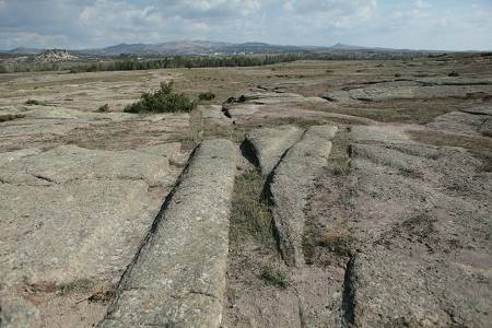 Wheel ruts in stone, in the Phrygian Valley, Turkey. (Courtesy of Dr. Alexander Koltypin)