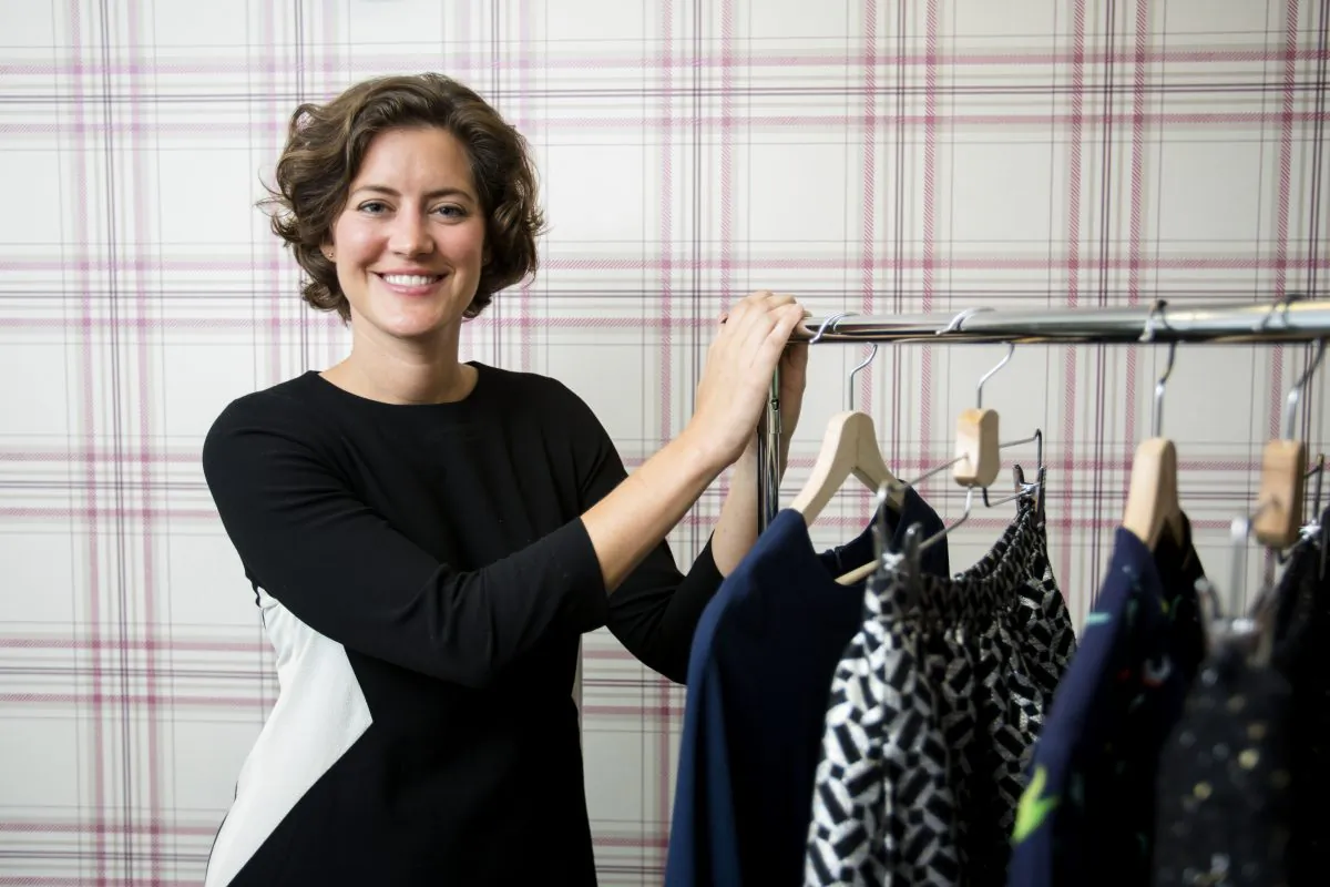 Founder and CEO of Kit, Merin Guthrie talks about her women's clothing company during her short trip to New York on Sept. 14, 2016 (Samira Bouaou/Epoch Times)