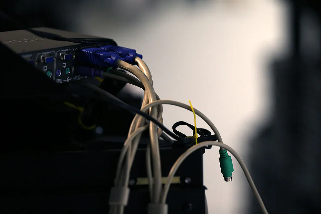 Computer cables are plugged in a server room on Nov. 10, 2014, in New York City. (Michael Bocchieri/Getty Images)