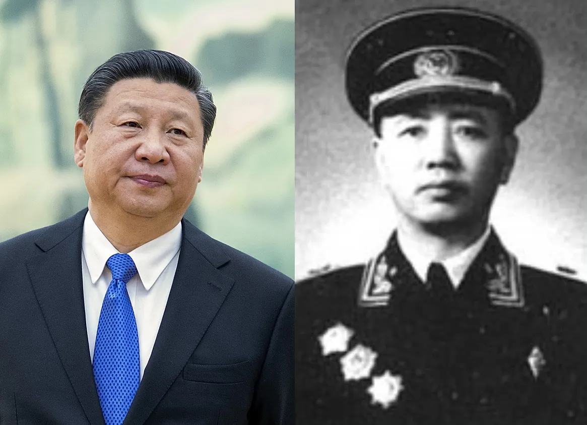 File photo of Admiral Liu Huaqing (L) and current Chinese leader Xi Jinping. (People's Liberation Army) (Lintao Zhang/Getty Images)