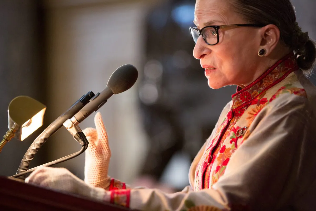 Supreme Court Justice Ruth Bader Ginsburg in the U.S. capitol building on Capitol Hill in Washington, D.C. Ginsburg called Colin Kaepernick's protest against the American flag "dumb and disrespectful" on Oct. 10. (Allison Shelley/Getty Images)