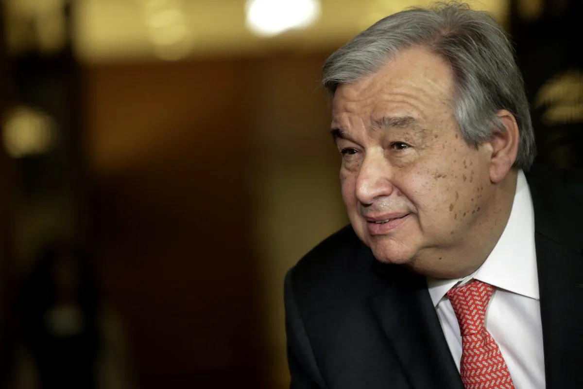 Antonio Guterres speaks to reporters on the selection of the next U.N. Secretary-General at the U.N. headquarters in New York on April 12, 2016. (Kena Betancur/AFP/Getty Images)