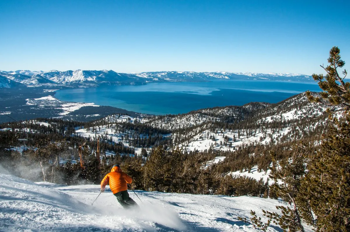 Skiing with a view, at Heavenly Mountain Resort. (Courtesy of Tahoe South)