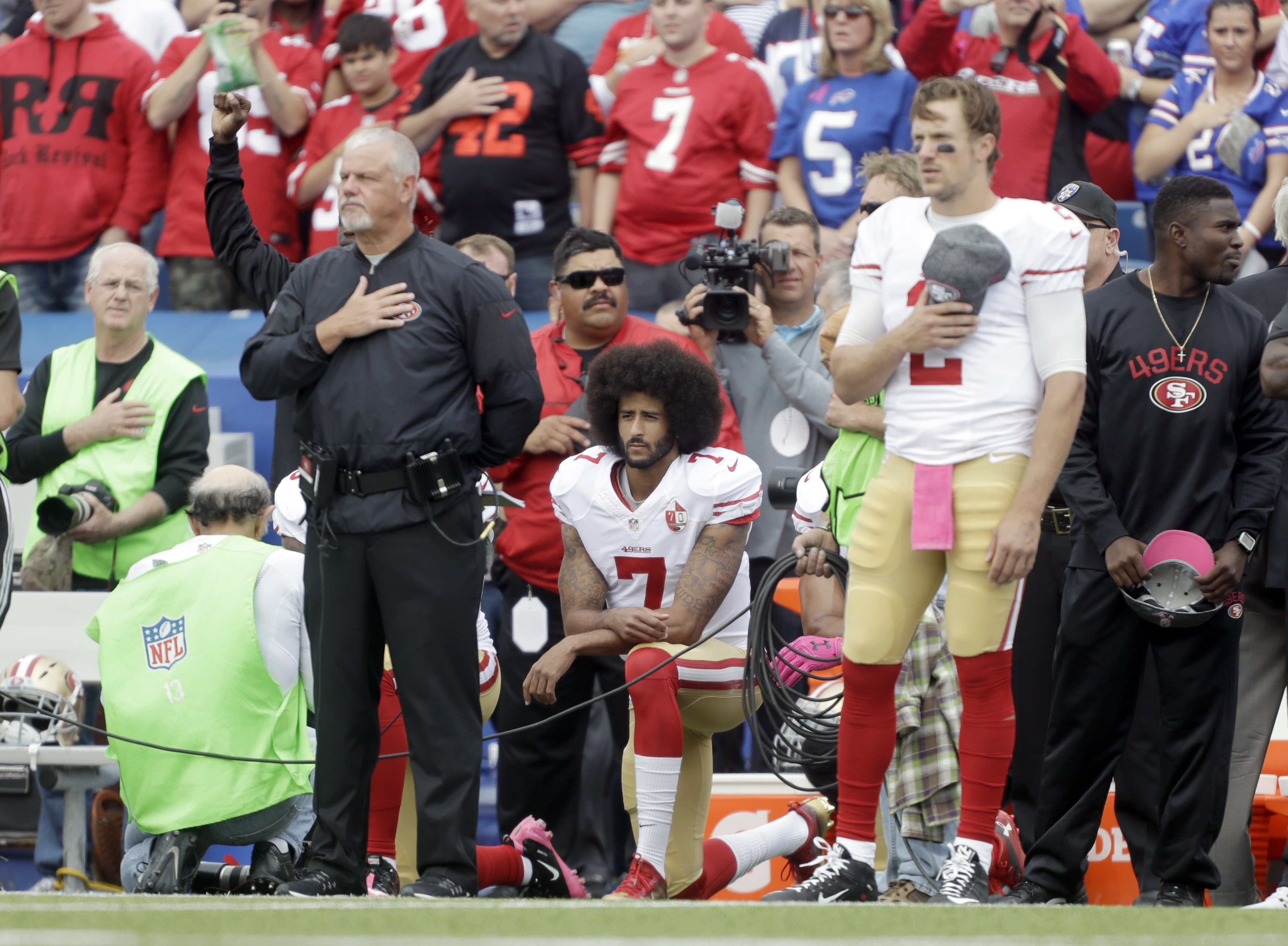 San Francisco 49ers vs. Buffalo Bills. Fans support on NFL Game