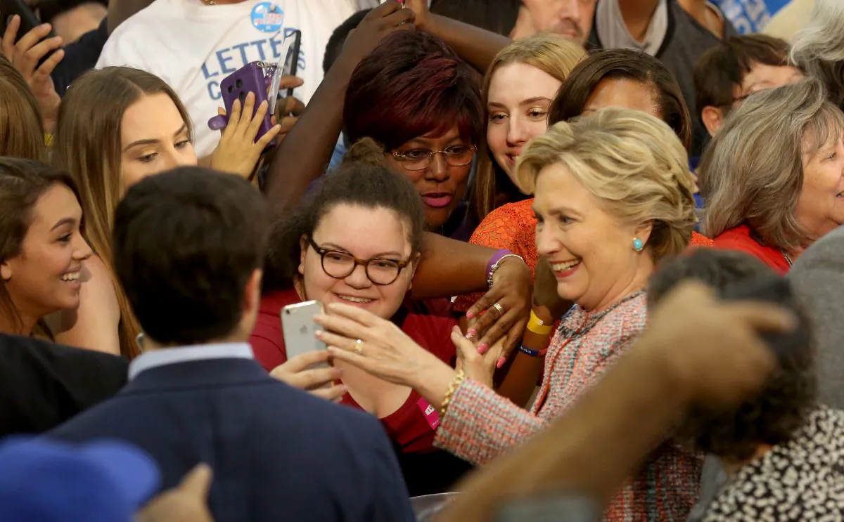 Democratic presidential candidate Hillary Clinton at a rally at Miami Dade College in Miami, Tuesday, Oct. 11, 2016. (Mike Stocker/South Florida Sun-Sentinel via AP)