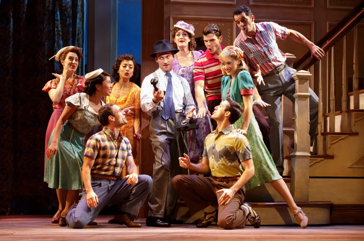 Bryce Pinkham and company in “Holiday Inn,” a remake of the 1942 film starring Bing Crosby and Fred Astaire. (Joan Marcus)