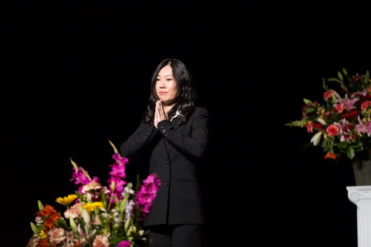 Li Mengfei, from New York City, attends the annual Falun Gong conference in San Francisco. (Edward Dye/Epoch Times)