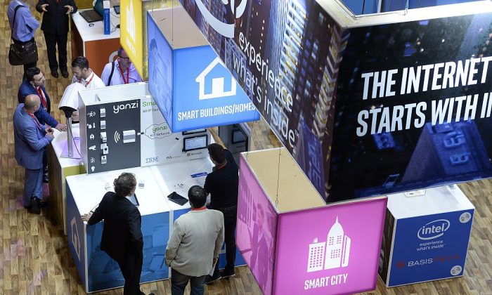 Smart devices and are connected  show  astatine  the 2015 Internet of Things Solutions World Congress successful  Barcelona, connected  Sept. 16, 2015. (Josep Lago/AFP/Getty Images)
