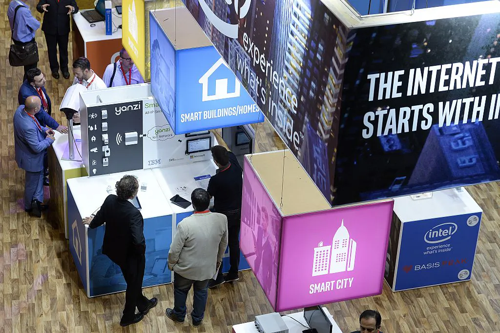 Smart devices and are on display at the 2015 Internet of Things Solutions World Congress in Barcelona, on Sept. 16, 2015. (Josep Lago/AFP/Getty Images)