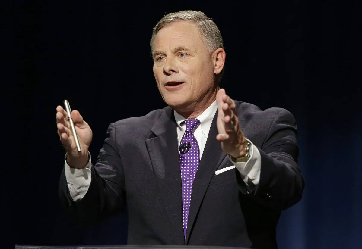 Sen. Richard Burr (R-N.C.) during a live televised Senate debate with Democratic challenger Deborah Ross at UNC-TV studios in Research Triangle Park, N.C., Oct. 13, 2016. (Gerry Broome/AP Photo)