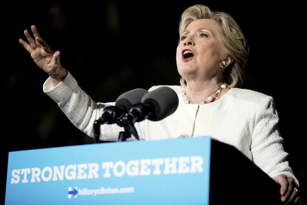 Democratic presidential candidate Hillary Clinton speaks at a rally at Reverend Samuel Delevoe Memorial Park in Fort Lauderdale, Fla., Tuesday, Nov. 1, 2016. (AP Photo/Andrew Harnik)