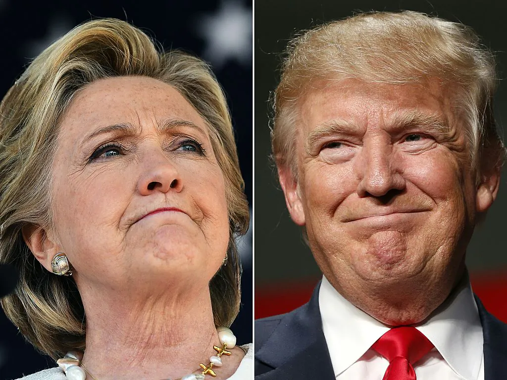 Hillary Clinton in Dade City, Fla., on Nov. 1, 2016 and Donald Trump in Warren, Mich., on Oct. 31, 2016. (Jewel Samad, Jeff Kowalsky/AFP/Getty Images)