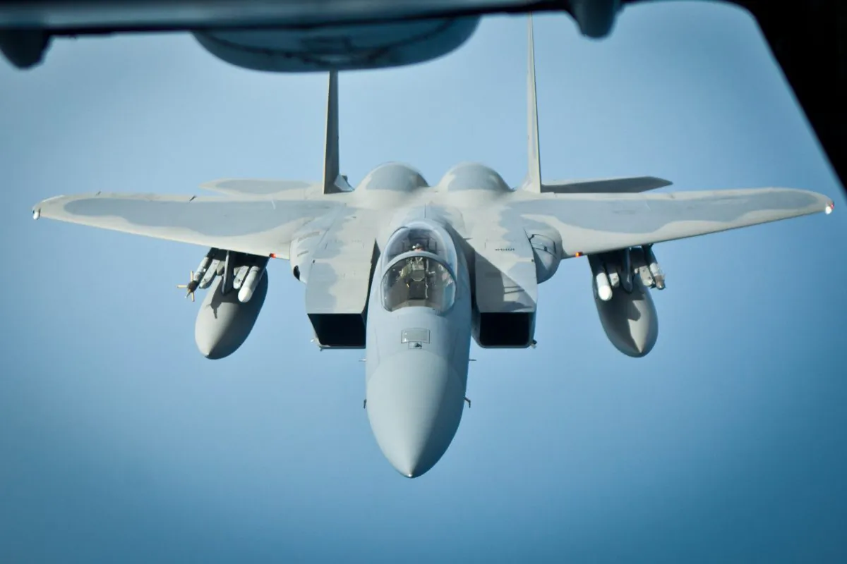 F-15 Eagle jet fighters, like that seen here, are also among the aircraft participating in Vigilant Ace. (Benjamin Chasteen/The Epoch Times)