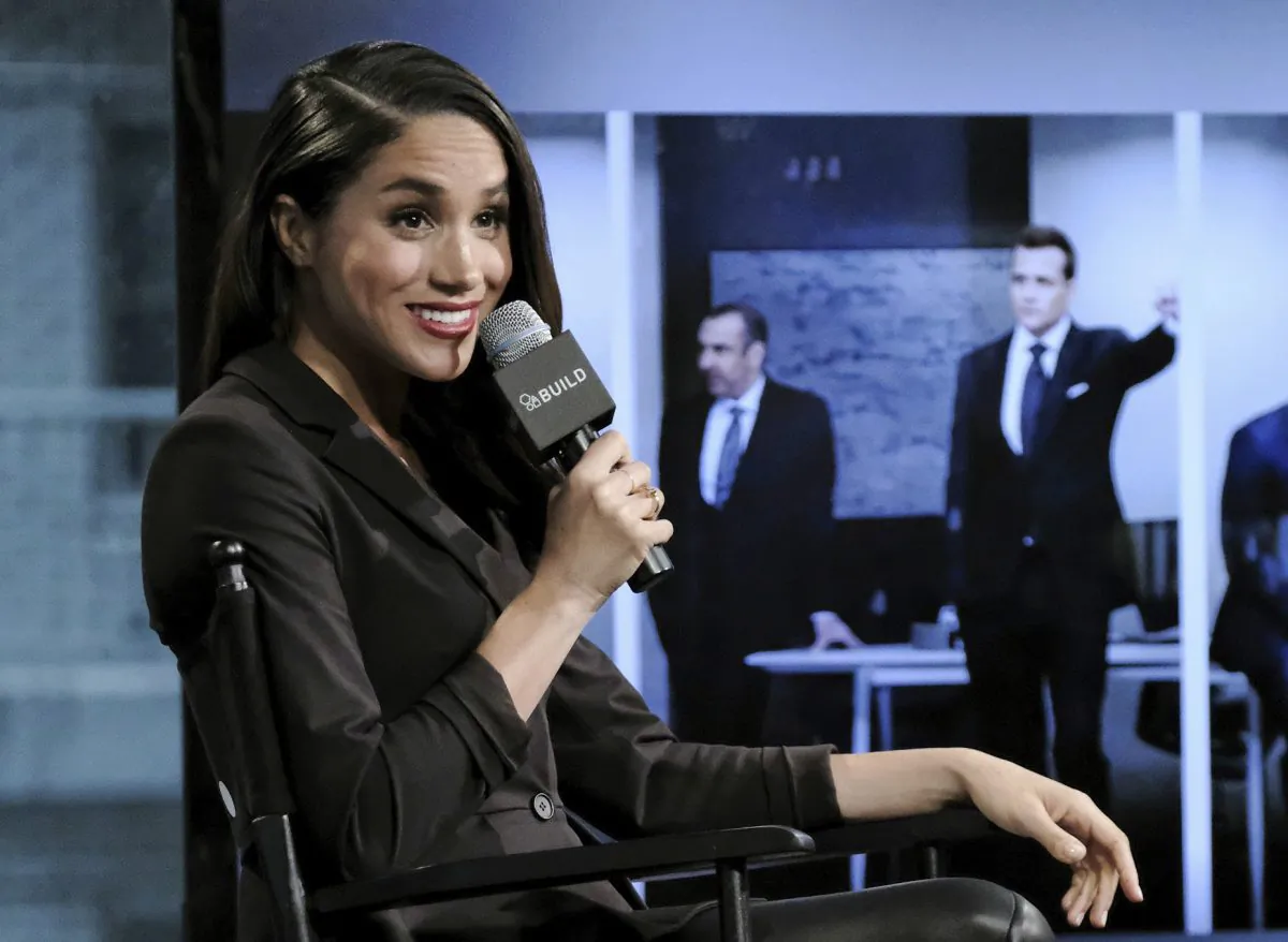 In this Thursday, March 17, 2016 file photo, actress Meghan Markle participates in AOL's BUILD Speaker Series to discuss her role on the television show, "Suits", in New York. (Photo by Evan Agostini/Invision/AP, File)
