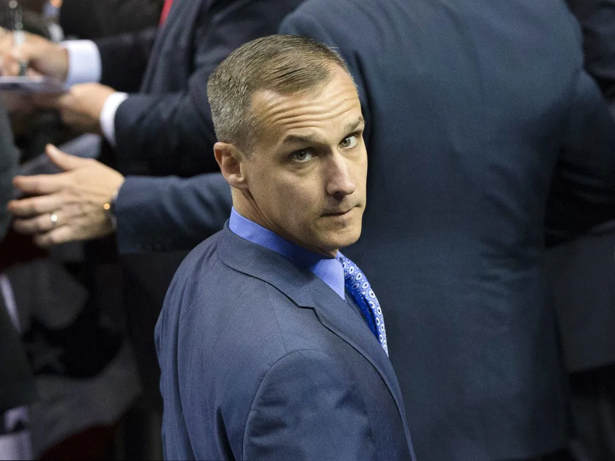 Corey Lewandowski appears at a campaign stop at the First Niagara Center in Buffalo, N.Y., in this file photo. (AP Photo/John Minchillo)