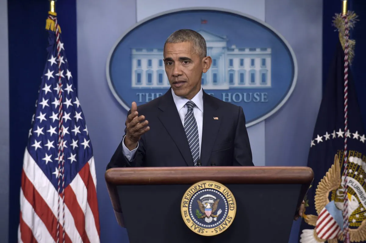 President Barack Obama during a news conference in the Brady press briefing room at the White House in Washington on Nov. 14, 2016. (AP Photo/Susan Walsh)