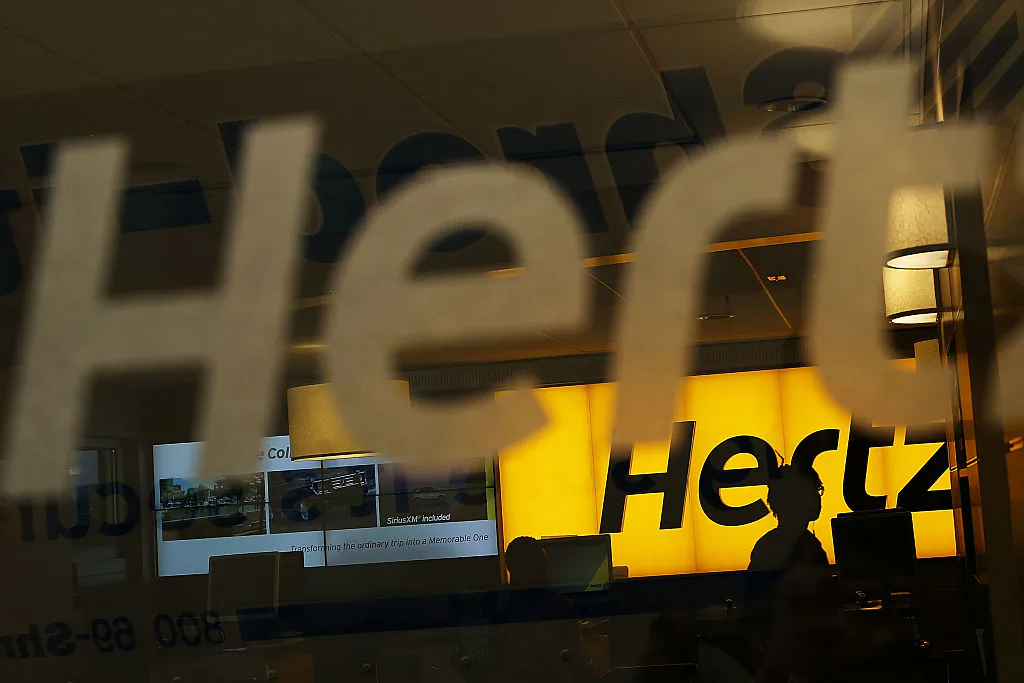 A Hertz car rental agency stands in Manhattan, N.Y., on June 30, 2016. (Spencer Platt/Getty Images)