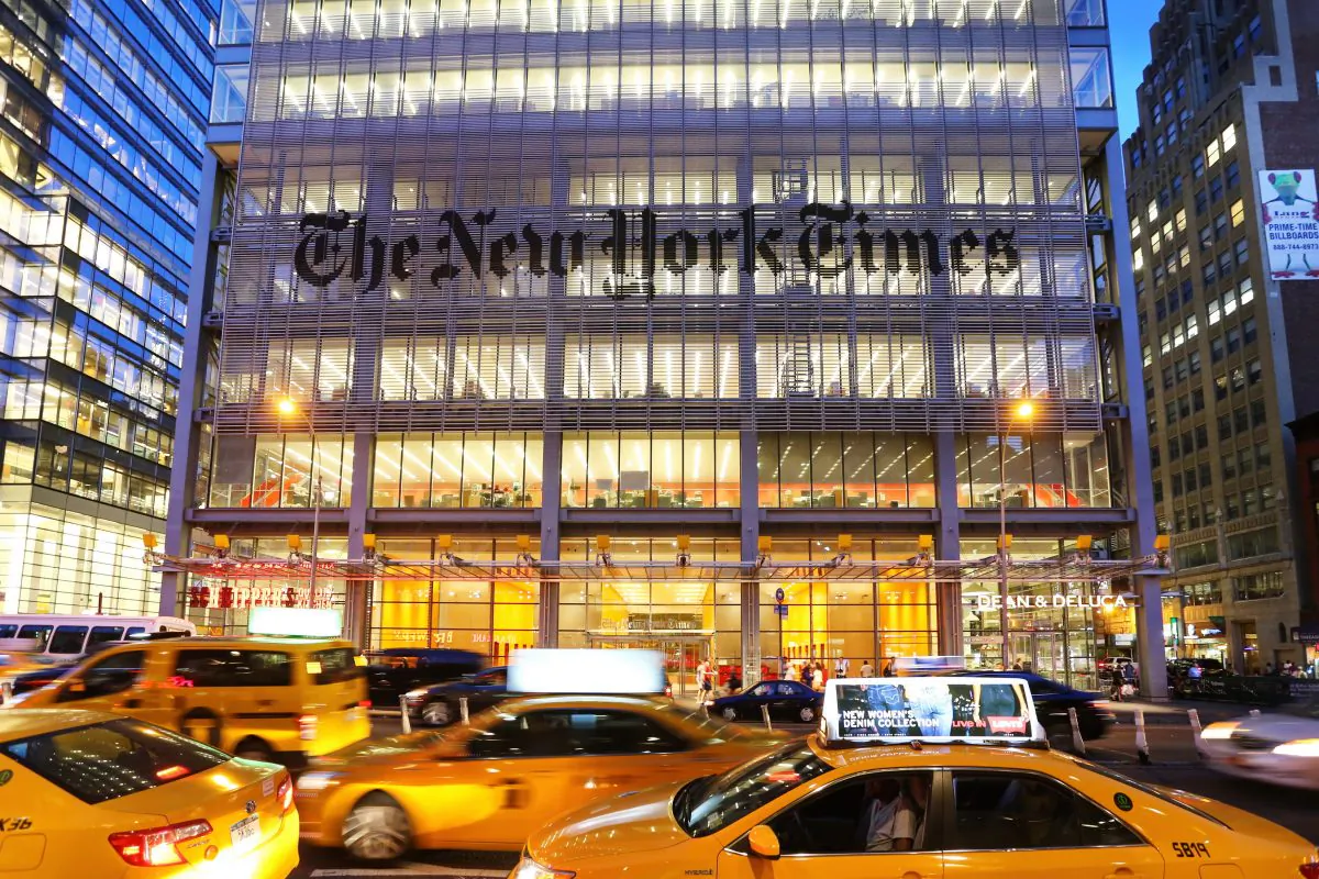 The New York Times building in New York in August 2015. (MikeDotta/Shutterstock)