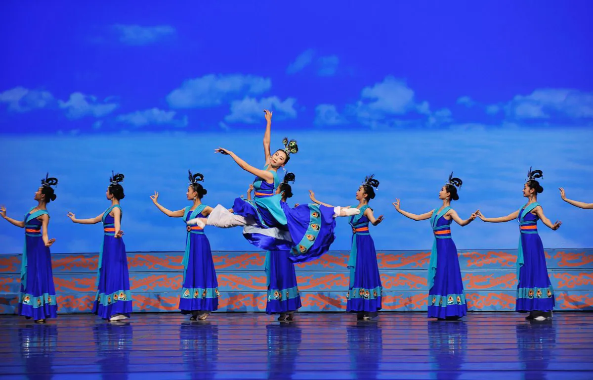 Female Shen Yun dancers perform a classical Chinese dance. (Courtesy of Shen Yun Performing Arts) 