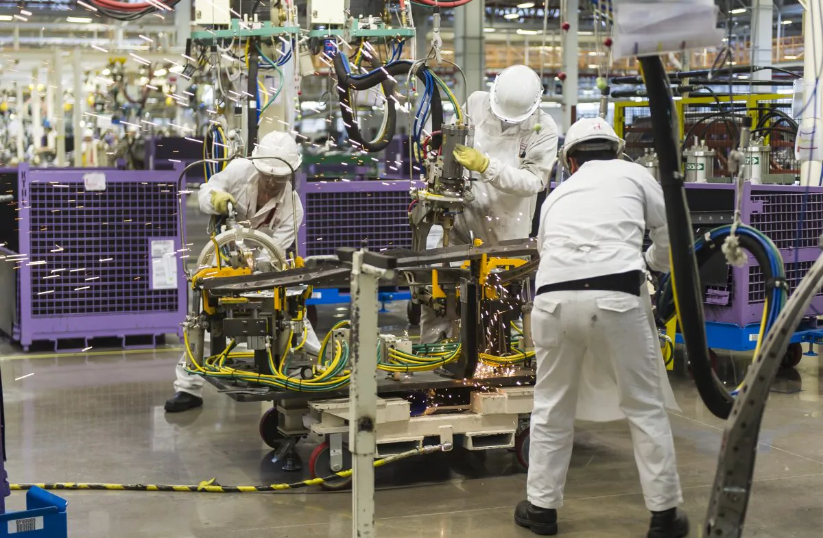 Workers at the assembly line of the Honda Motors factory in Celaya, Guanajuato state, Mexico, on Feb. 21, 2014. (OMAR TORRES/AFP/Getty Images)