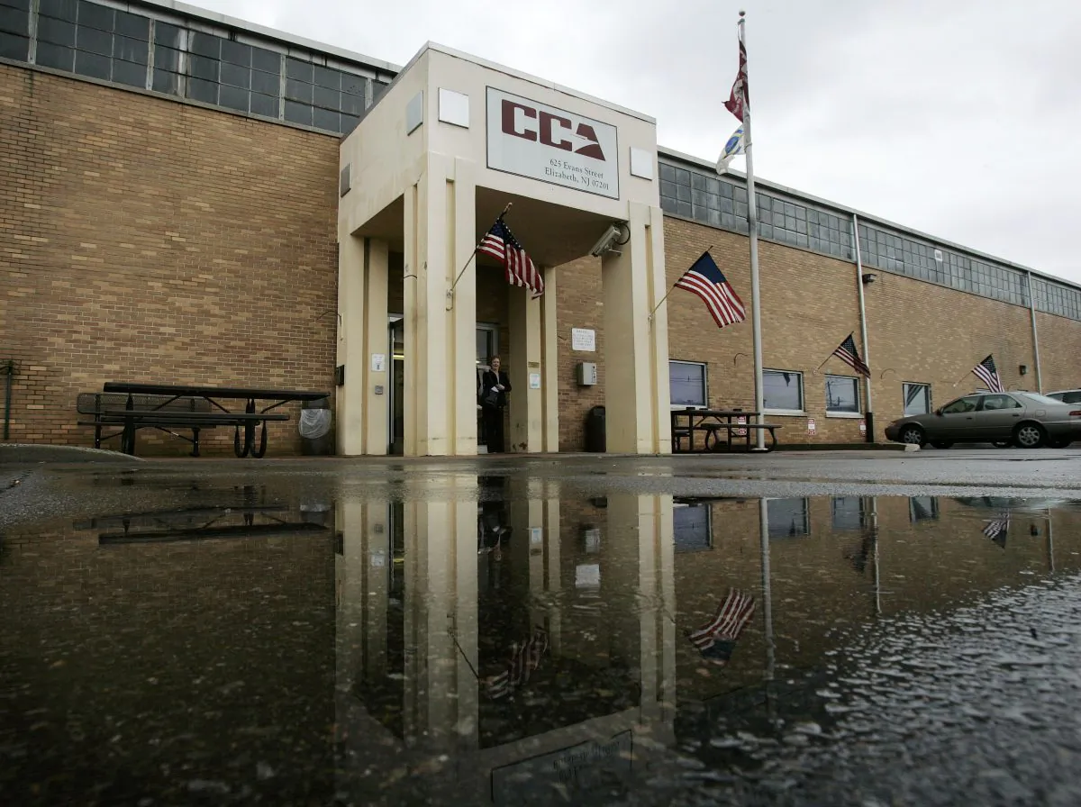 This Dec. 10, 2008 file photo shows the Corrections Corporation of America (CCA) detention center in Elizabeth, N.J., that the private prison contractor runs for the government. President-elect Donald Trump's promise to deport millions of illegal immigrants and his selection of tough-on-crime Alabama Sen. Jeff Sessions as attorney general could mean big money for the private prison industry. (AP Photo/Mel Evans, File)