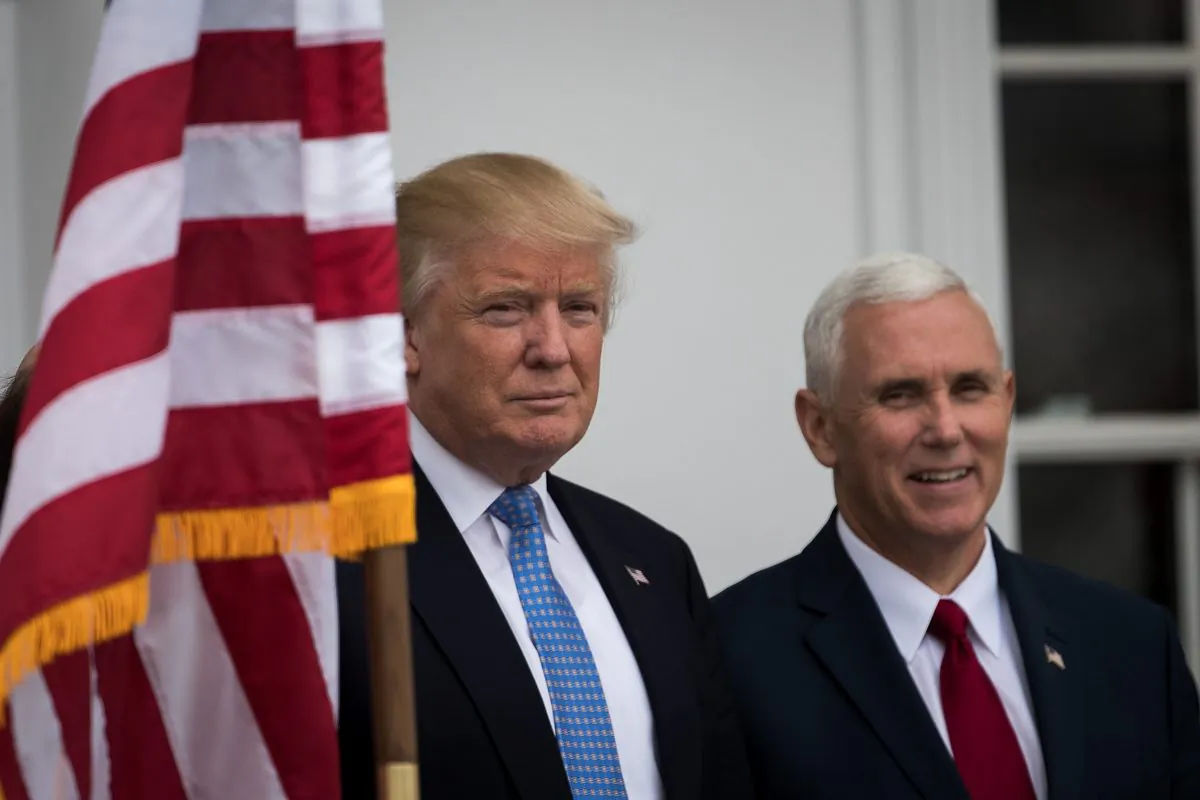 President-elect Donald Trump and vice president-elect Mike Pence at Trump International Golf Club on Nov. 20, 2016. (Drew Angerer/Getty Images)