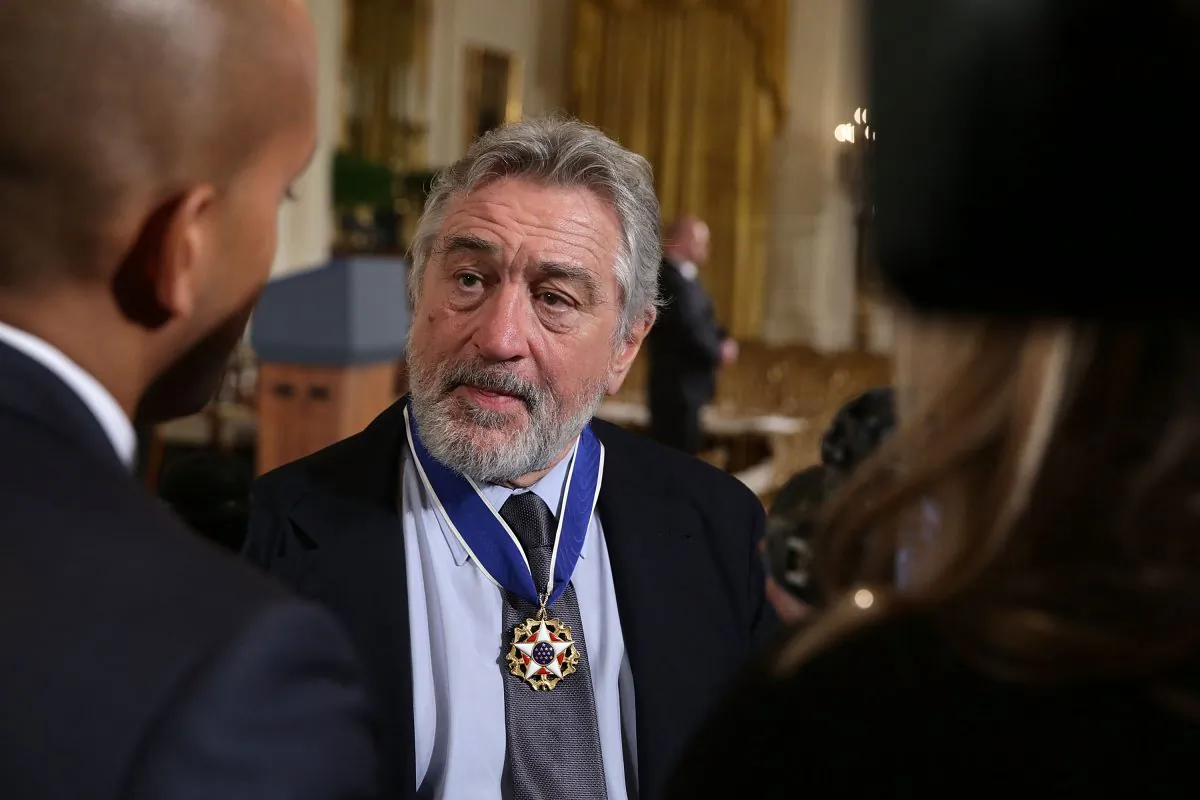 Actor Robert De Niro speaks to members of the media after a Presidential Medal of Freedom presentation ceremony at the East Room of the White House in Washington, DC. on Nov. 22, 2016. (Alex Wong/Getty Images)