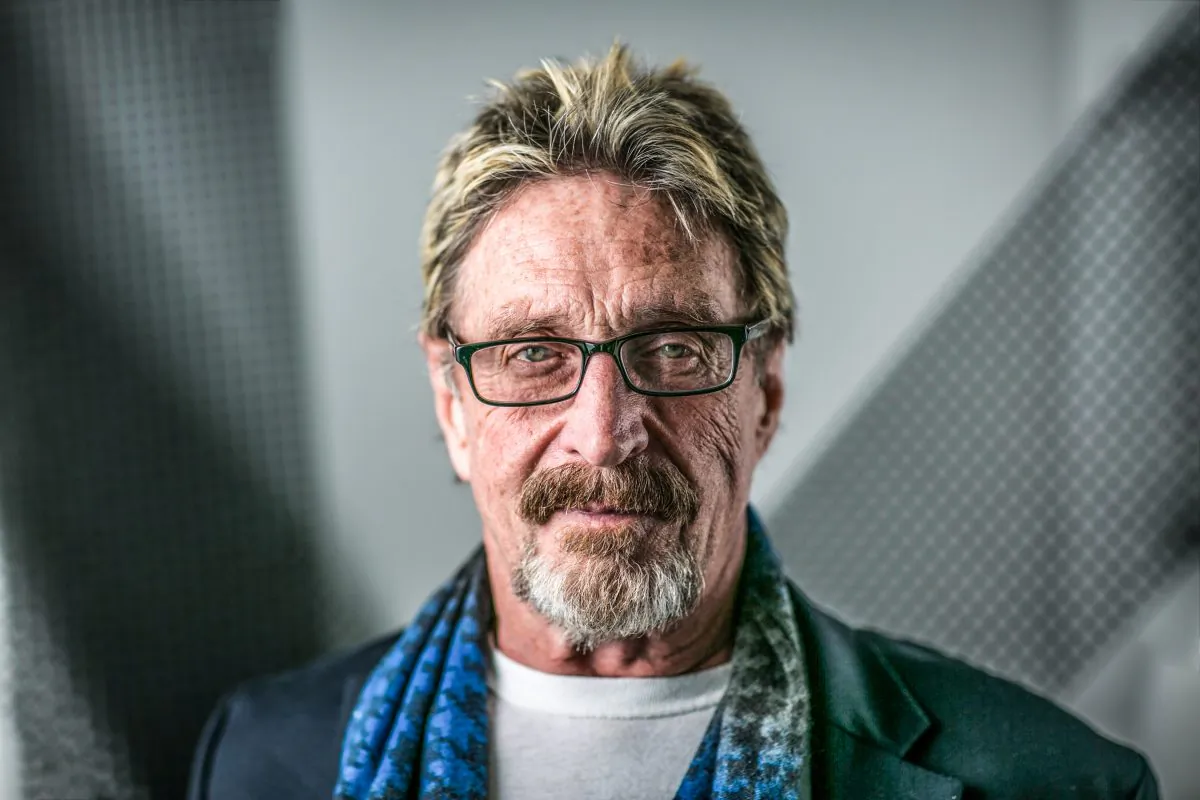 Software developer John McAfee at the Epoch Times headquaters in New York on Nov. 16, 2016. (The Epoch Times)