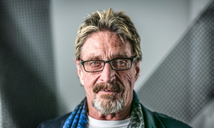 Software developer John McAfee at The Epoch Times headquarters in New York on Nov. 16, 2016. (The Epoch Times)