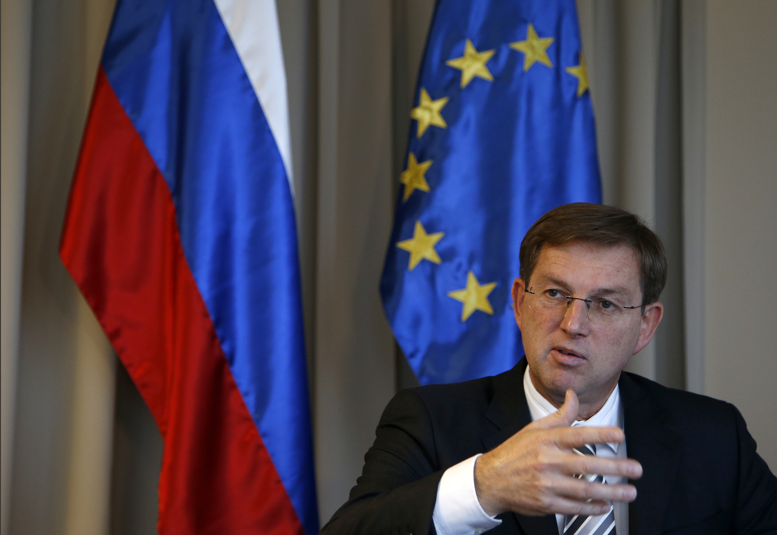 Slovenian Prime Minister Miro Cerar during an interview with the Associated Press, in Ljubljana, Slovenia on Nov. 28, 2016. (AP Photo/Darko Vojinovic)