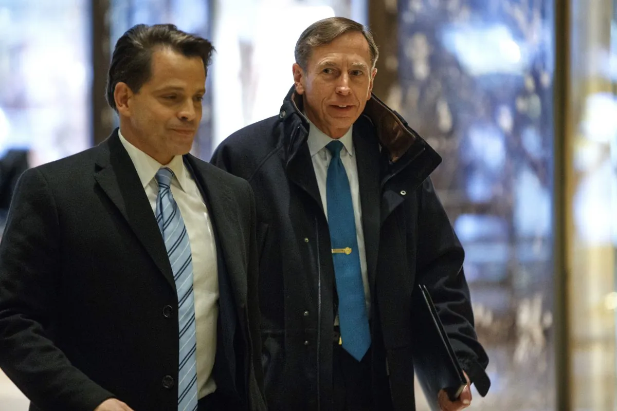 Former CIA director, retired Gen. David Petraeus arrives at Trump Tower for a meeting with Presiden-elect Donald Trump on Nov. 28, 2016, in New York. (AP Photo/ Evan Vucci)