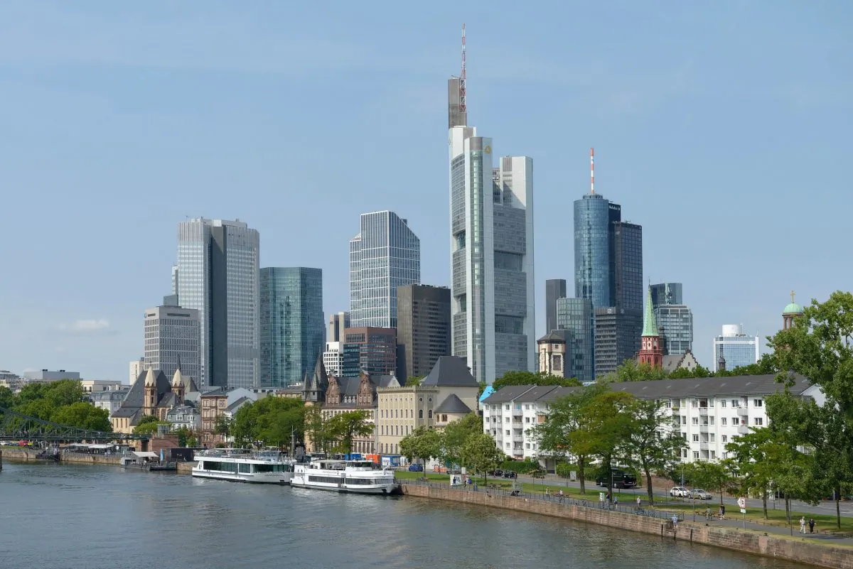 Frankfurt's banking skyscrapers along the banks of the River Main. Central banks may have harmed banks more than they have helped them, once reason for stagnating global growth. (Frankfurt Tourist+Congress Board)