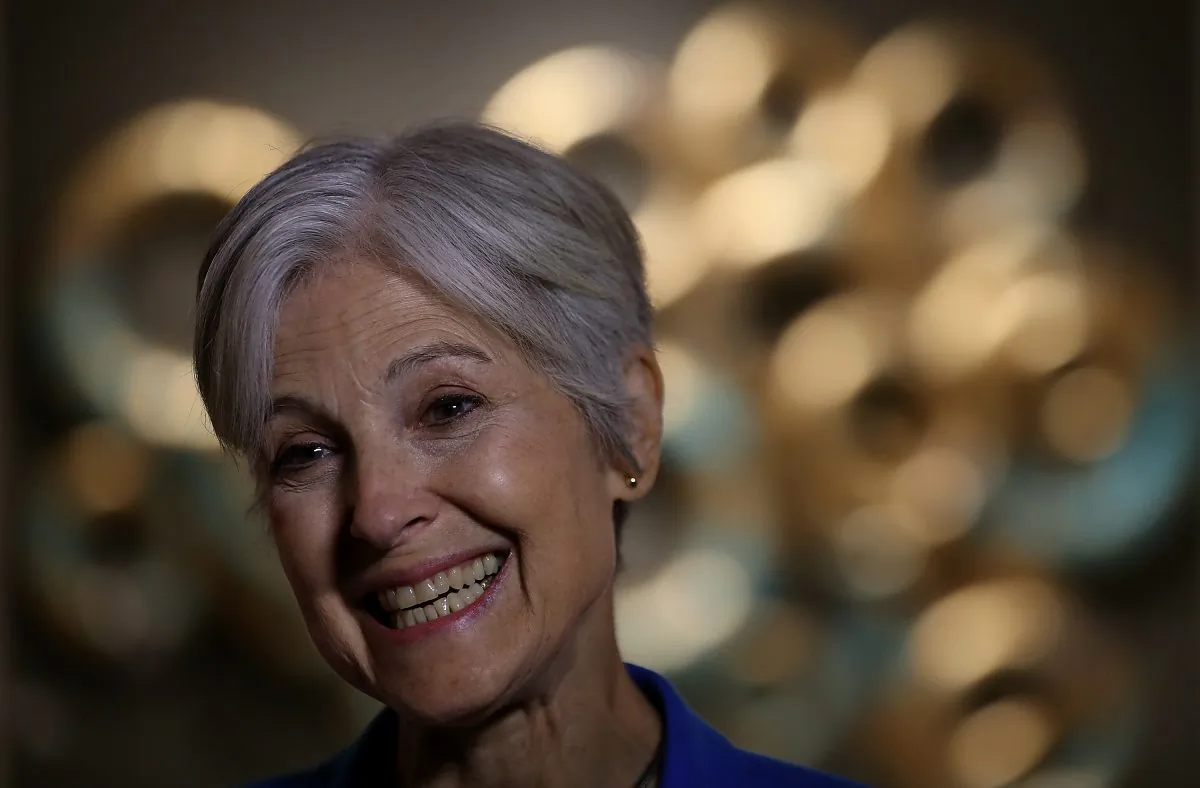 Green party nominee Jill Stein speaks to members of the press before the start of a campaign rally in New York City on October 12, 2016. (Justin Sullivan/Getty Images)