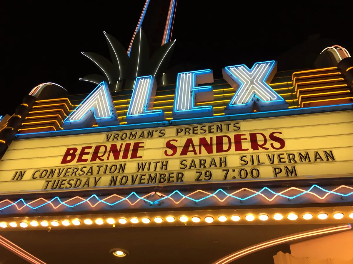 Bernie Sanders held an event for his new book, "Our Revolution: A Future to Believe In" with Sarah Silverman at The Alex Theatre, November 29, in Glendale, Calif. (Sarah Le/Epoch Times)