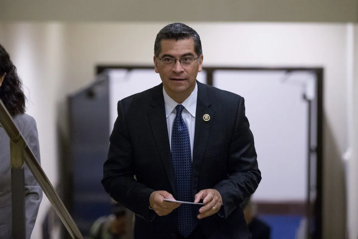 Democratic Caucus Chairman Xavier Becerra, D-Calif., arrives for a news conference in Washington. California Gov. Jerry Brown named Becerra to replace Attorney General Kamala Harris, on Dec. 1, 2016. (AP Photo/Andrew Harnik, File)