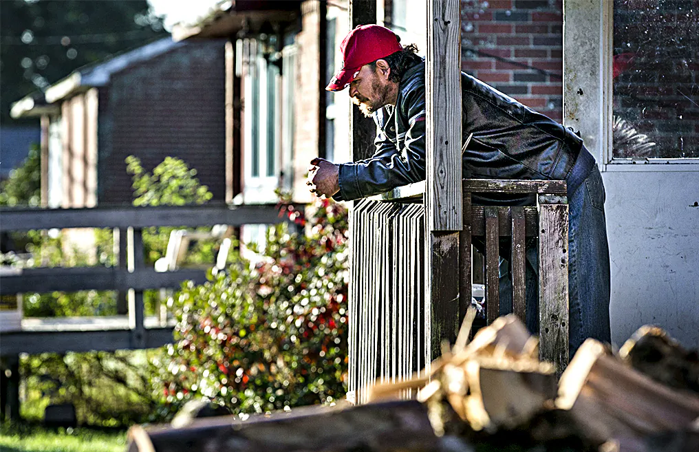 Danny Newell, an unemployed logger, at his home in Indian Township, Maine, on Oct. 2, 2013. (AP Photo/Robert F. Bukaty)