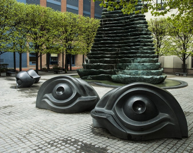 Playful park benches in downtown Pittsburgh. (Carole Jobin)